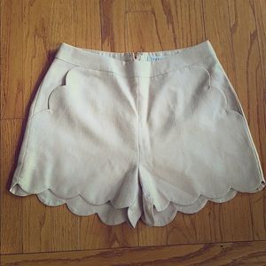 Loveriche  Khaki colored scalloped shorts.